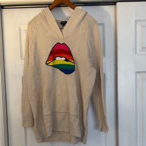 Torrid Cream Sweater with Rainbow Lips Design